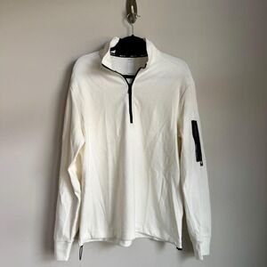 Brax Lab Pullover Mens Off White Quarter Zip Tech Sleeve Pocket Drawcord‎ Louis